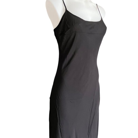 Rumored size M & L Vintage Slip Maxi Dress Black Medium / Large Retro Crepe Glam - Picture 7 of 16